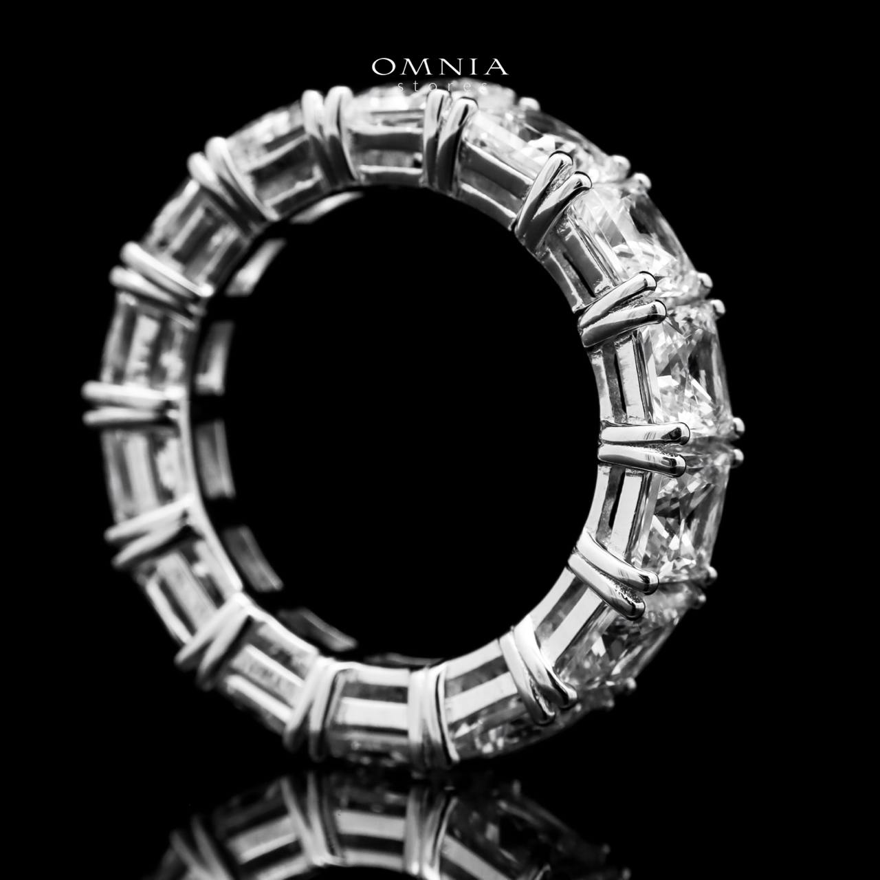 Omnia Amani Princess Cut Eternity White Ring in 92.5 Silver with High Quality Simulated Diamonds - OMNIASTORES UAE
