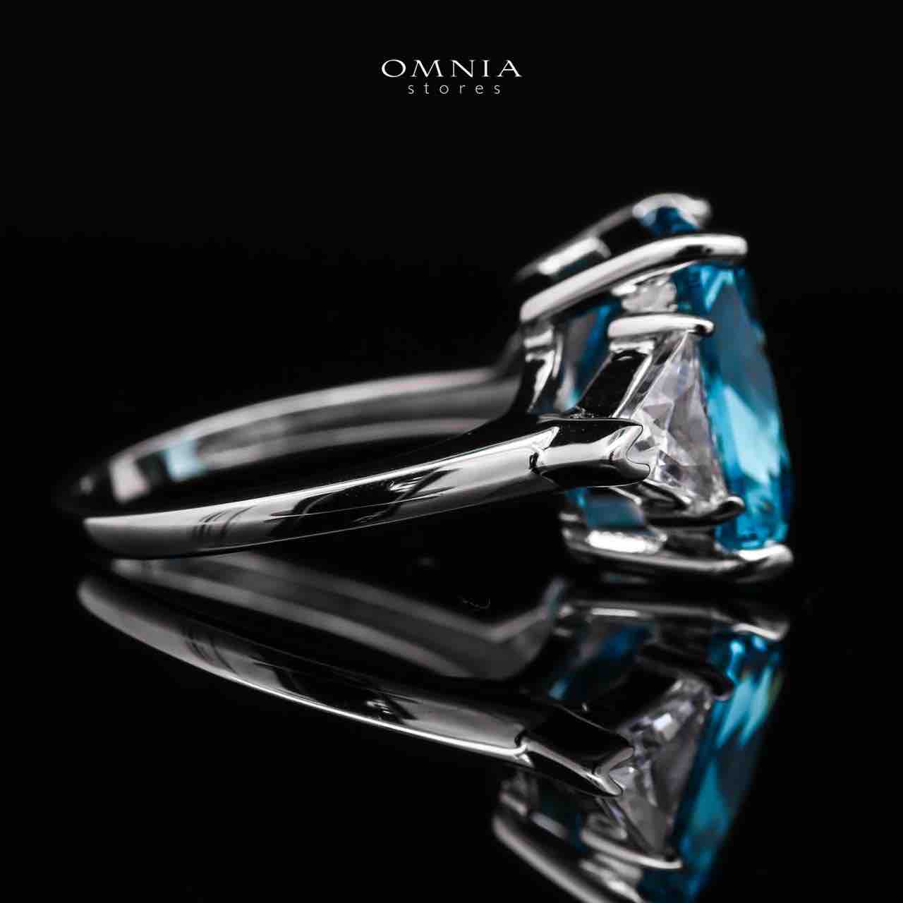 Omnia Adelina Sky Blue Ring 92.5 Silver High Quality Simulated diamonds - OMNIASTORES UAE