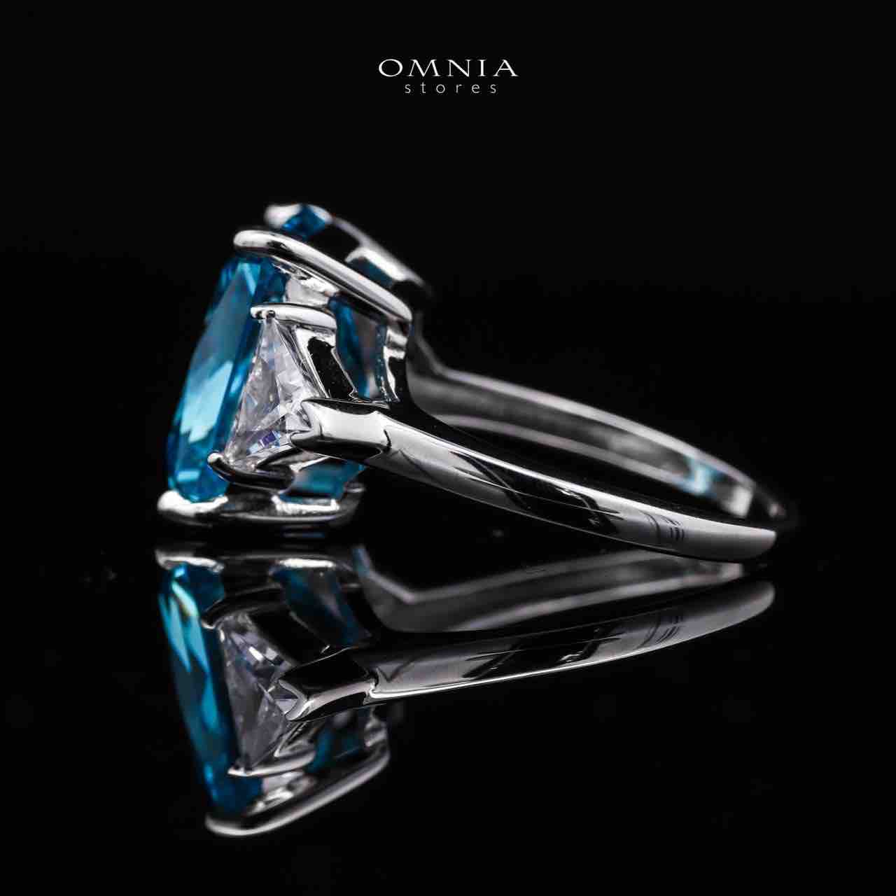Omnia Adelina Sky Blue Ring 92.5 Silver High Quality Simulated diamonds - OMNIASTORES UAE