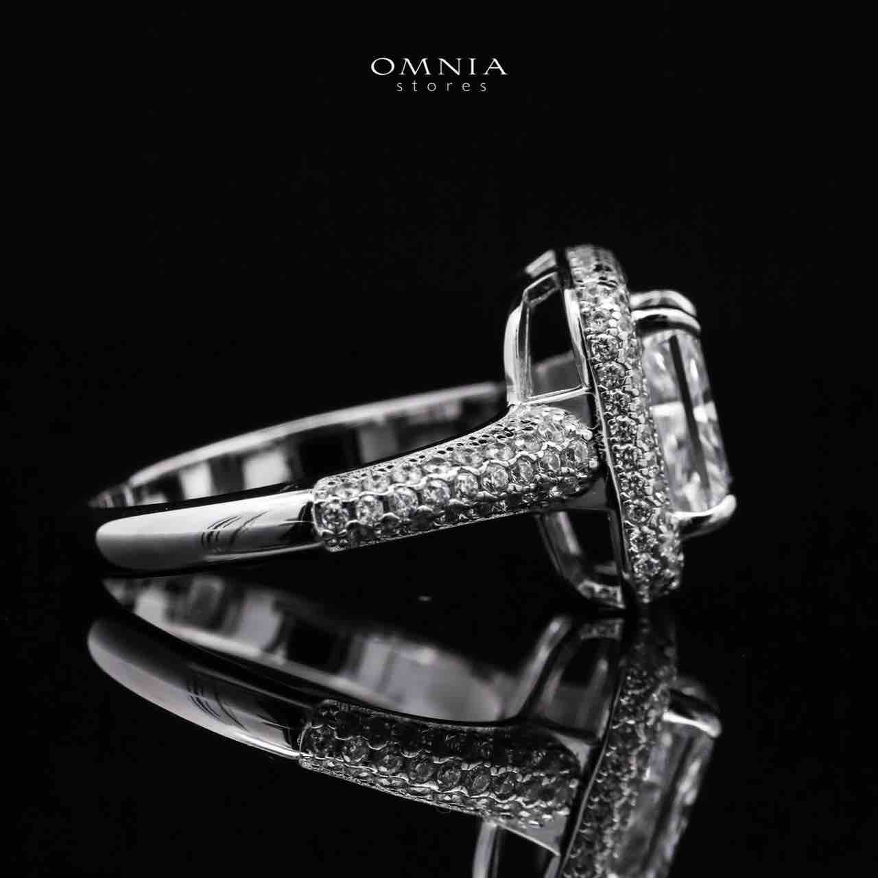 Omnia Liana Radiant Cut Ring in 92.5 Silver with High Quality Simulated Diamonds - OMNIASTORES UAE