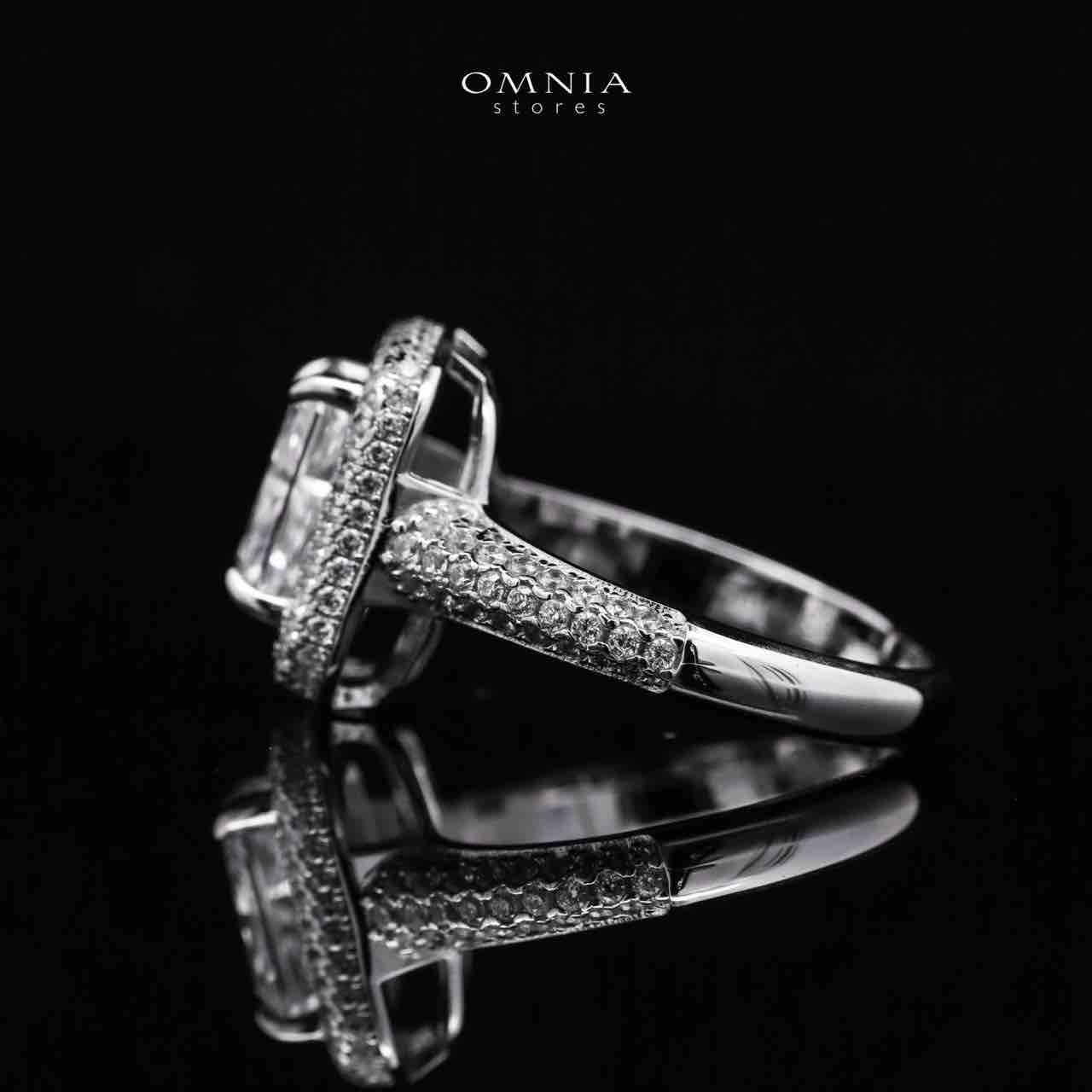 Omnia Liana Radiant Cut Ring in 92.5 Silver with High Quality Simulated Diamonds - OMNIASTORES UAE