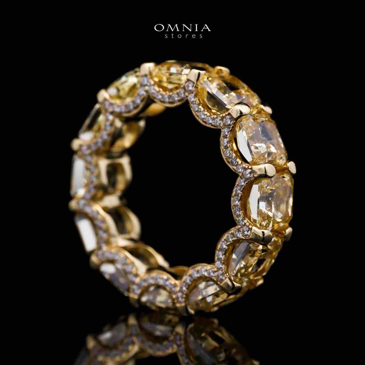 Omnia Agata Yellow Ring 92.5 Silver High Quality Simulated diamonds - OMNIASTORES UAE