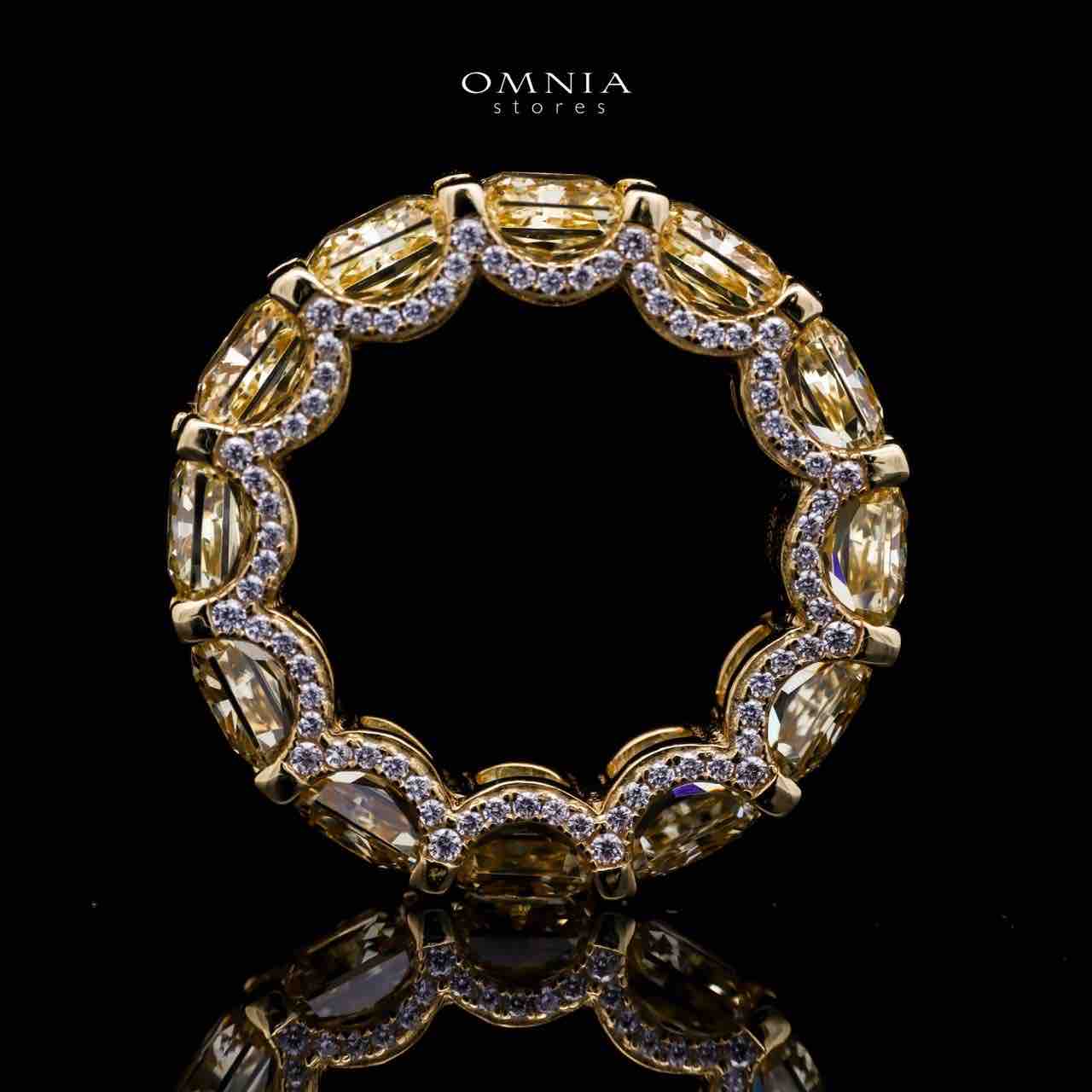 Omnia Agata Yellow Ring 92.5 Silver High Quality Simulated diamonds - OMNIASTORES UAE