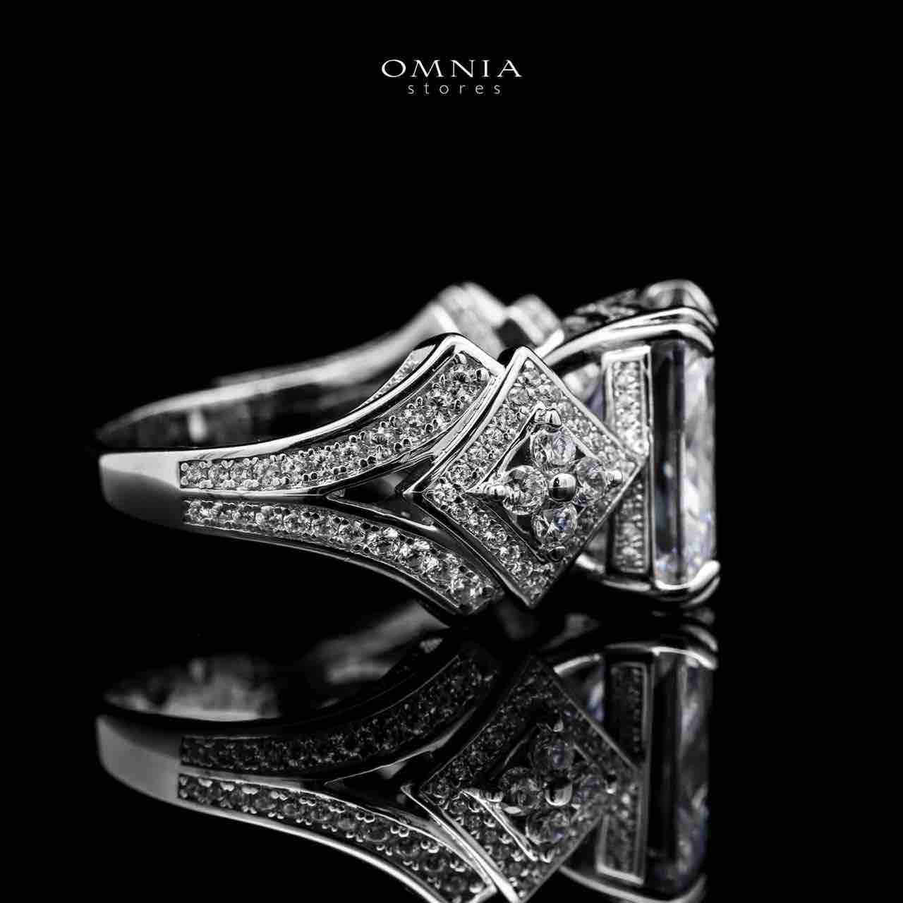 Omnia Asma Cushion Cut Radiant White Ring in 92.5 Silver with High Quality Simulated Diamonds - OMNIASTORES UAE