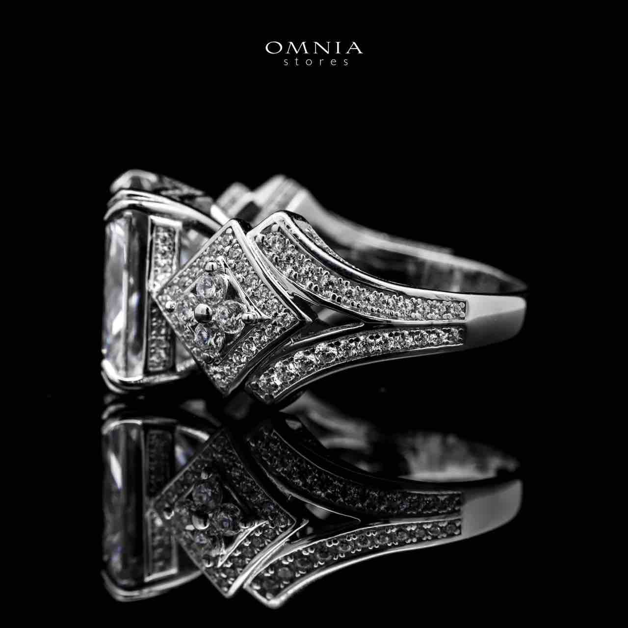 Omnia Asma Cushion Cut Radiant White Ring in 92.5 Silver with High Quality Simulated Diamonds - OMNIASTORES UAE