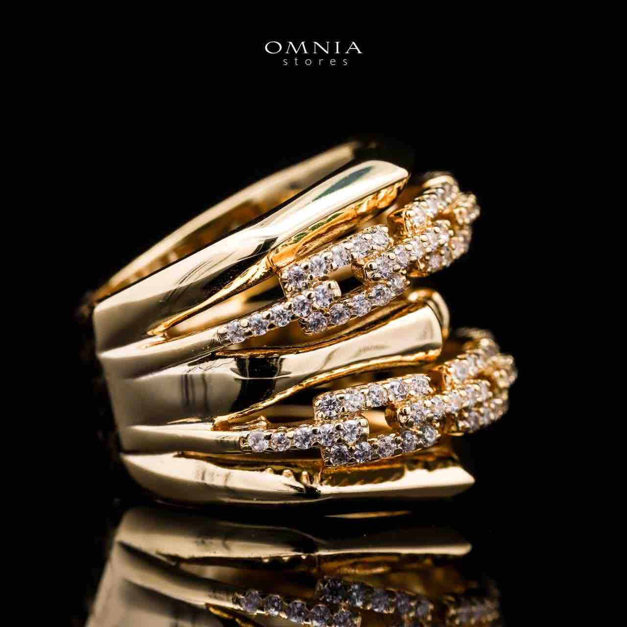 Omnia Sarah Elegant Gold Chain Ring in High Quality Copper Rhodium Plated - OMNIASTORES UAE
