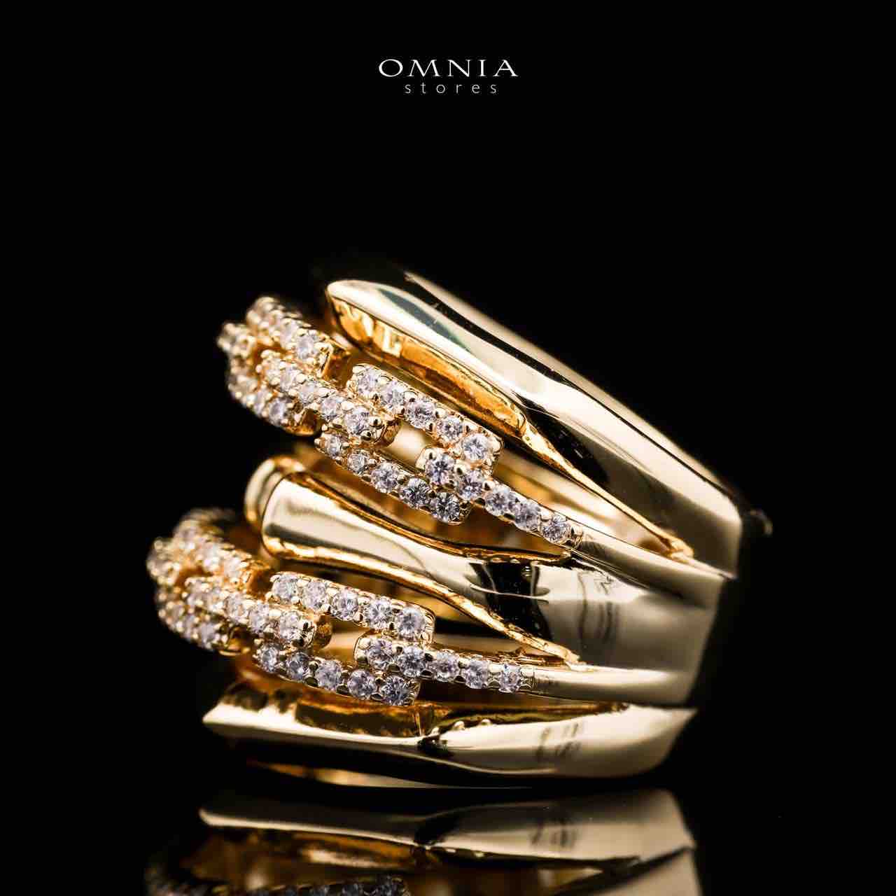 Omnia Sarah Elegant Gold Chain Ring in High Quality Copper Rhodium Plated - OMNIASTORES UAE