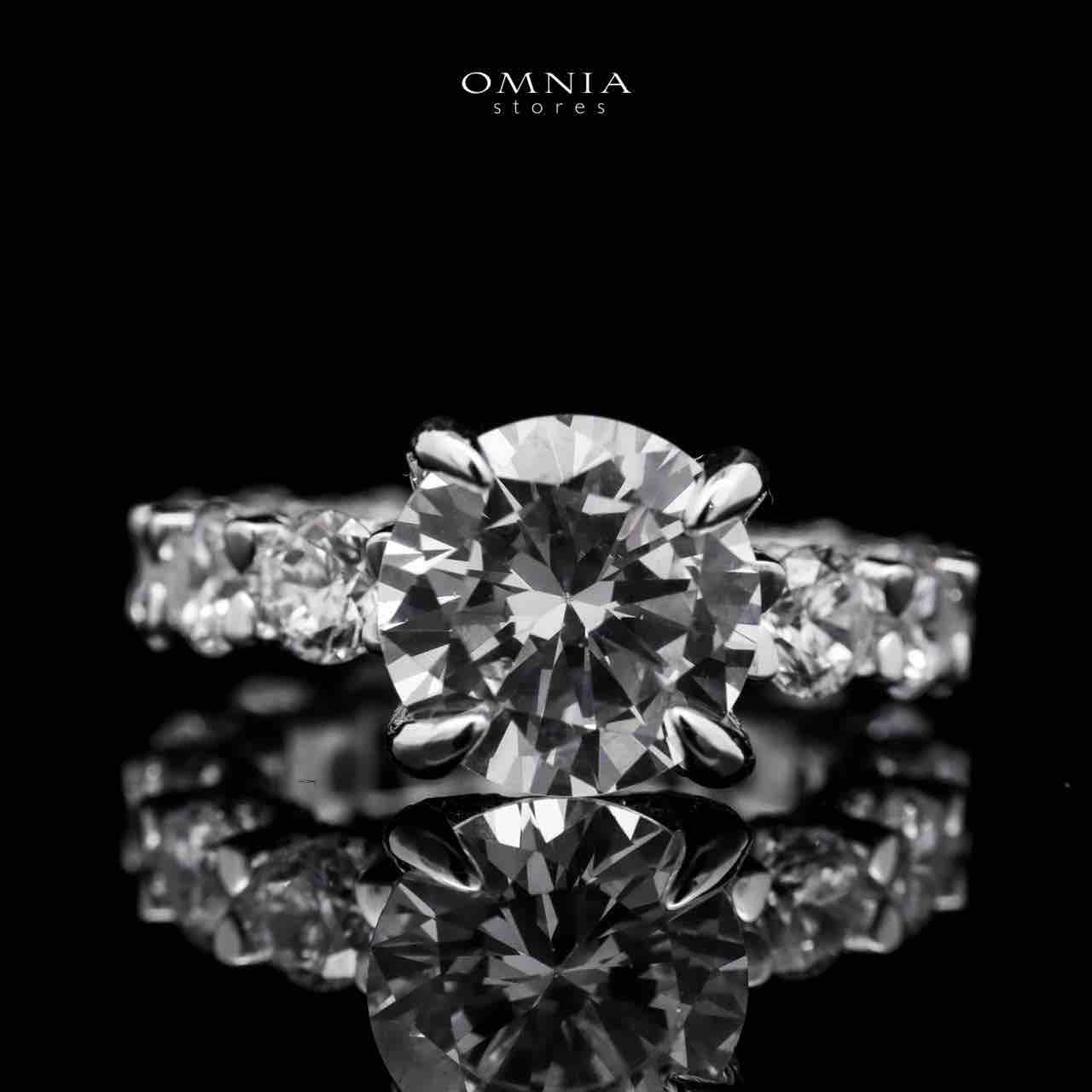 Omnia Radiant Round-Cut Eternity Ring in 92.5 Silver with High Quality Iced Cut Stones - OMNIASTORES UAE