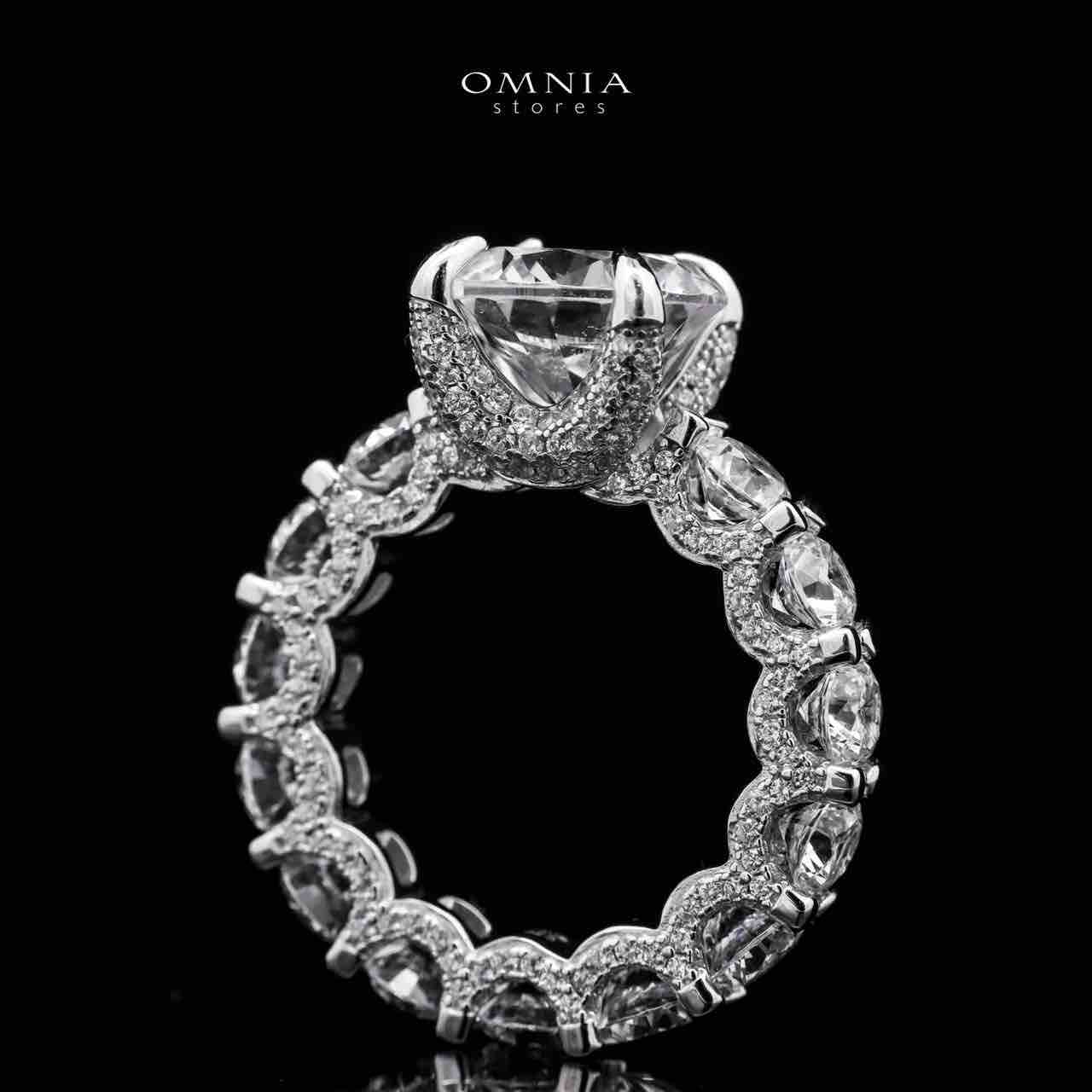 Omnia Radiant Round-Cut Eternity Ring in 92.5 Silver with High Quality Iced Cut Stones - OMNIASTORES UAE