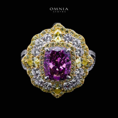 خاتم أمنية ماليا البنفسجي من الفضة عيار 925 مرصع بالألماس المحاكي عالي الجودة