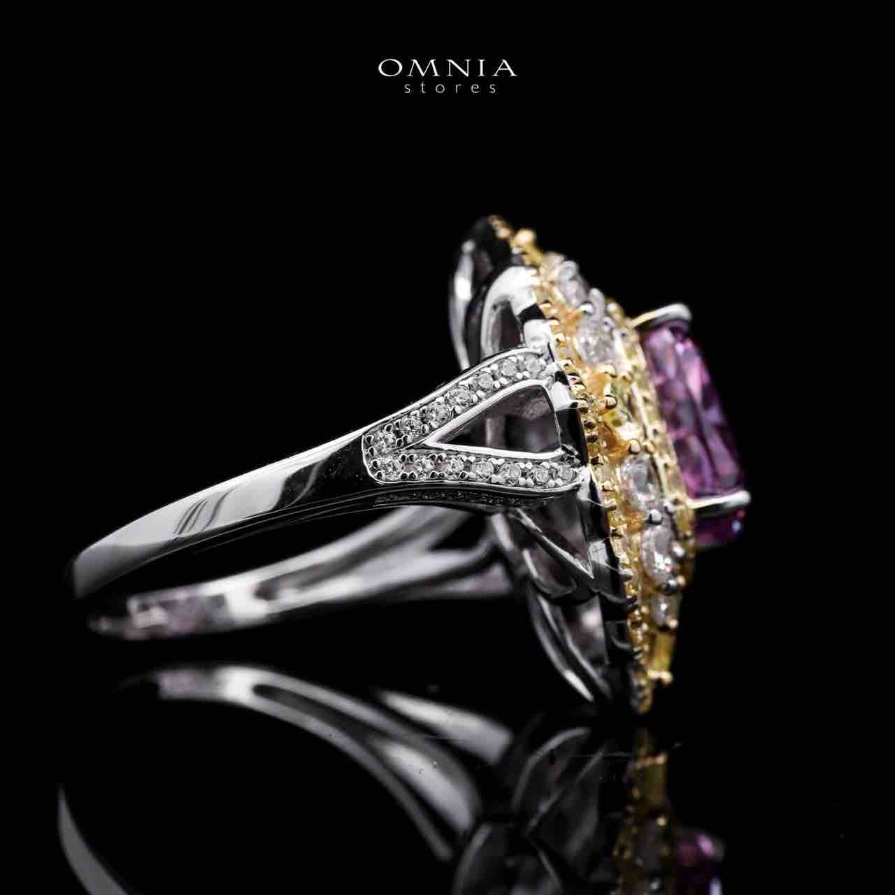 Omnia Maliya Purple Ring in 92.5 Silver High Quality Simulated Diamonds - OMNIASTORES UAE