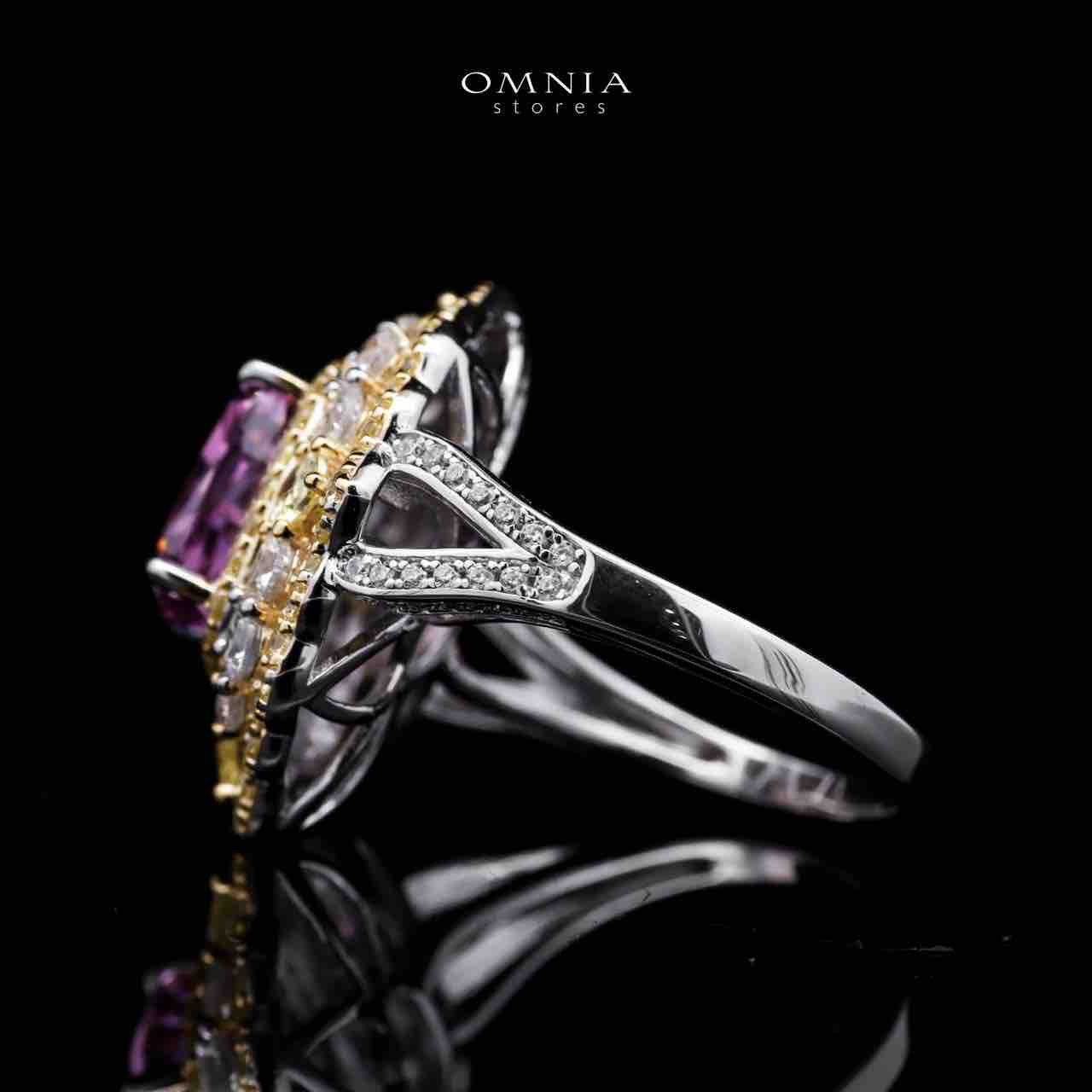 Omnia Maliya Purple Ring in 92.5 Silver High Quality Simulated Diamonds - OMNIASTORES UAE