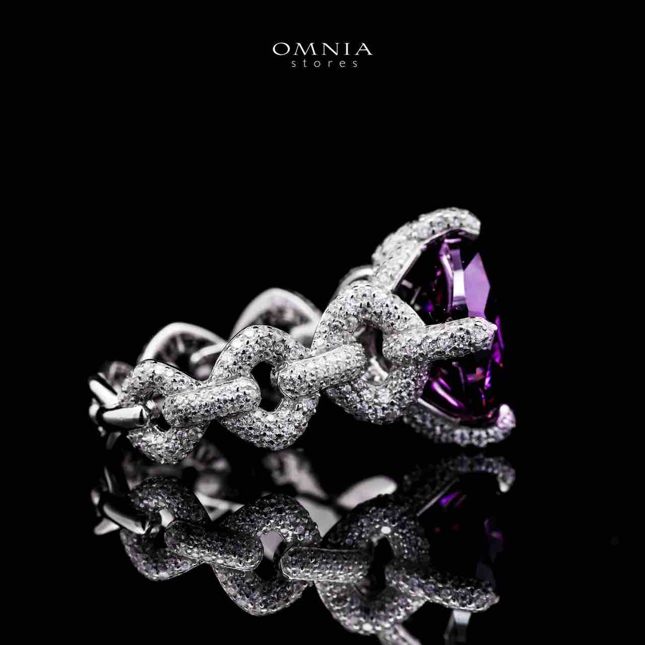 Omnia Farhana Ring 92.5 Silver High Quality Simulated diamonds - OMNIASTORES UAE
