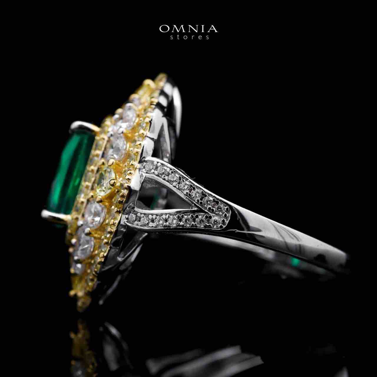 Omnia Maliya Green Ring in 92.5 Silver High Quality Simulated Diamonds - OMNIASTORES UAE