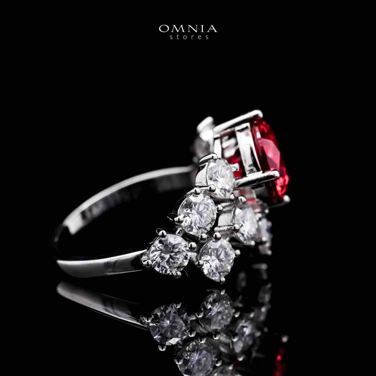 Omnia Istabraq Red Ring 92.5 Silver Certified in High Quality Lab Grown Ruby Stone - OMNIASTORES UAE