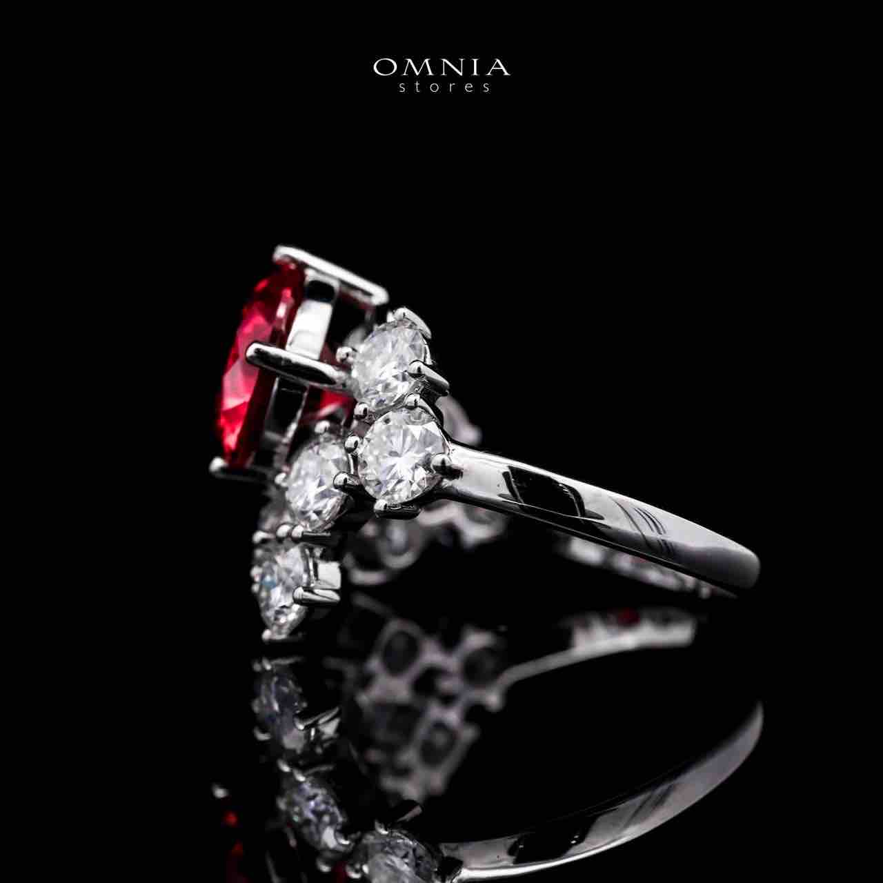 Omnia Istabraq Red Ring 92.5 Silver Certified in High Quality Lab Grown Ruby Stone - OMNIASTORES UAE