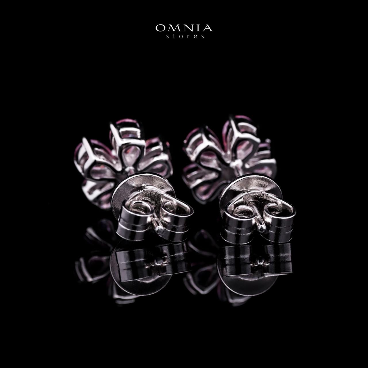 Omnia Pink Blossom Stud Earrings In 92.5 Silver with High Quality Simulated Diamonds - OMNIASTORES UAE
