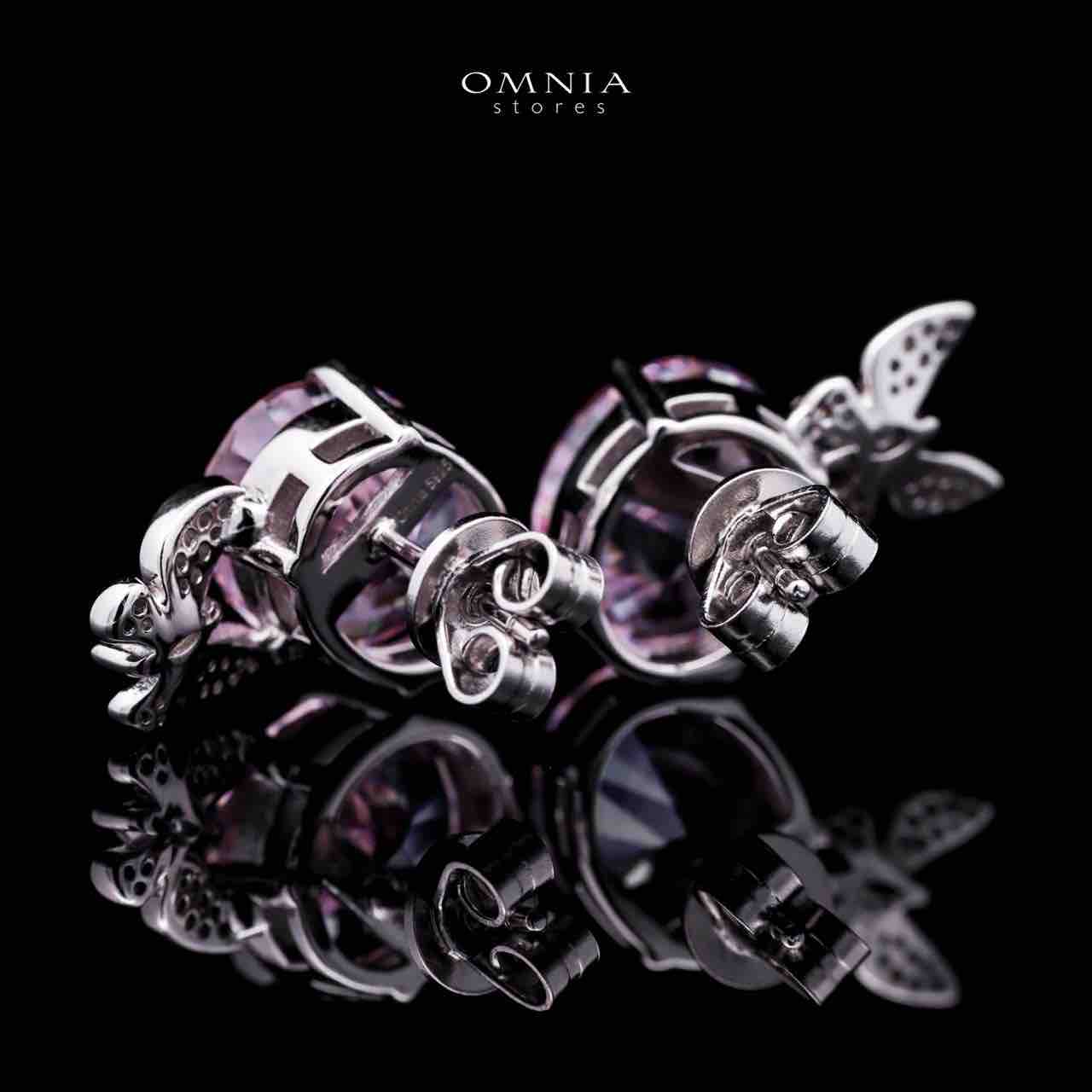 Omnia Maysun Pink Earrings in 925 Silver with High Quality Simulated Diamonds - OMNIASTORES UAE