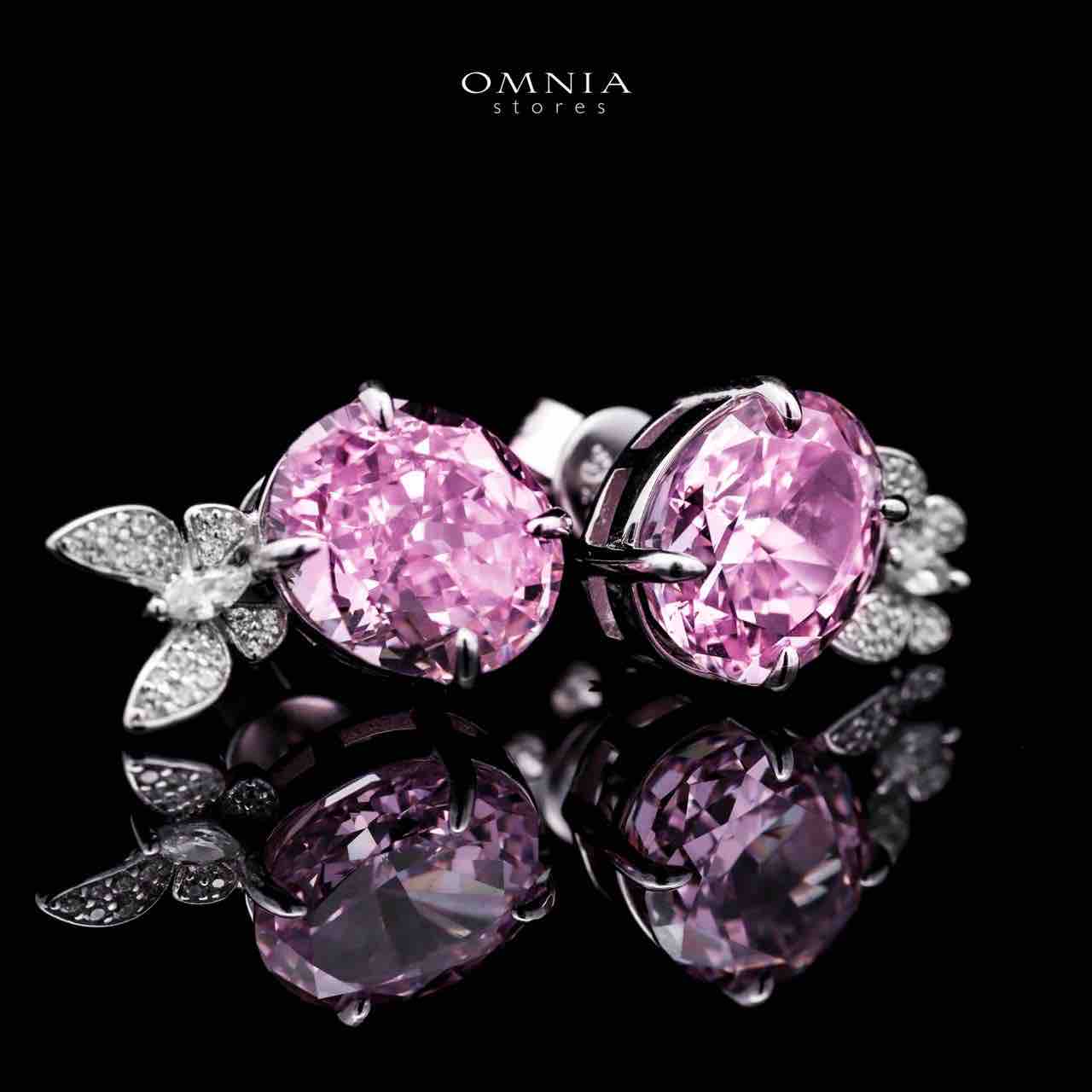 Omnia Maysun Pink Earrings in 925 Silver with High Quality Simulated Diamonds - OMNIASTORES UAE