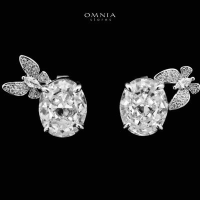 Omnia Maysun Pure White Earrings in 92.5 Silver with High Quality Simulated Diamonds