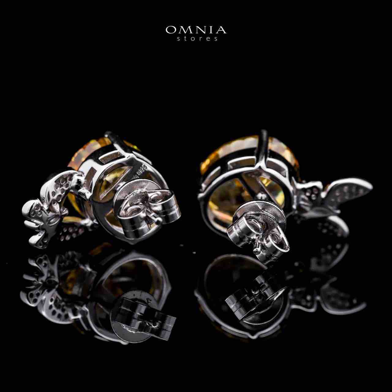 Omnia Maysun Earrings In 925 Silver High Quality Simulated Diamonds - OMNIASTORES UAE