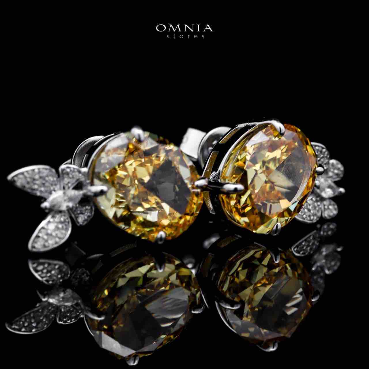 Omnia Maysun Earrings In 925 Silver High Quality Simulated Diamonds - OMNIASTORES UAE