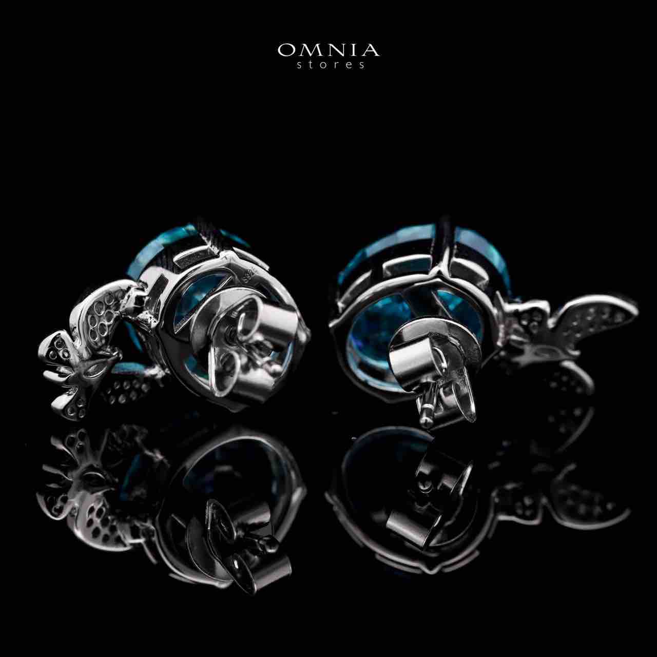 Omnia Maysun Baby Blue Earrings in 92.5 Silver with High Quality Simulated Diamonds - OMNIASTORES UAE
