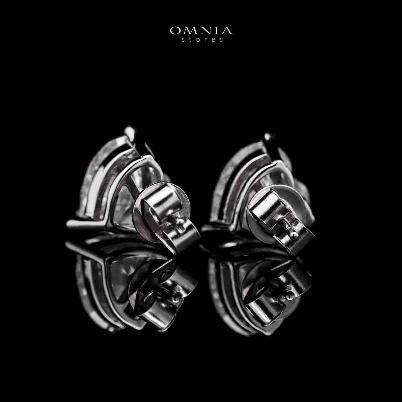 Omnia Shaden Heart-Shaped Stud Earrings in 92.5 Silver with High Quality Iced Cut Stones - OMNIASTORES UAE