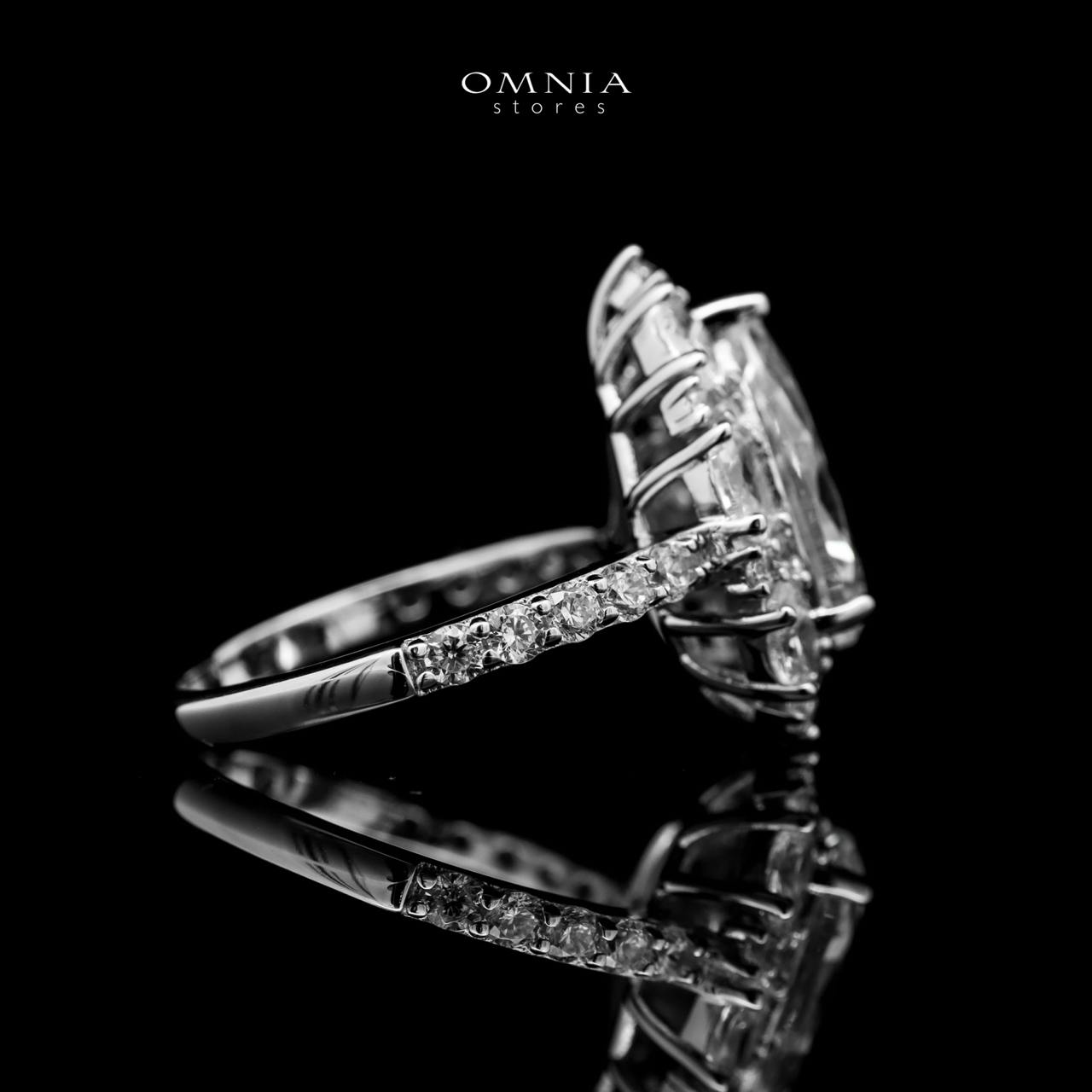 Omnia Taleeda Silver Ring in 925 Silver with High Quality White Simulated Diamonds Stones - OMNIASTORES UAE
