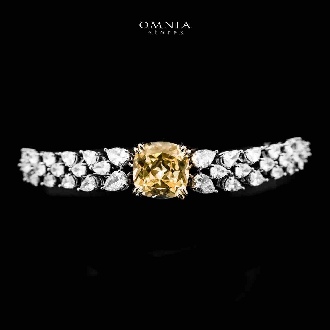 Omnia Nazaha Bridal Full Set in Rhodium Plated with High Quality White and Yellow Zircon Stones - OMNIASTORES UAE