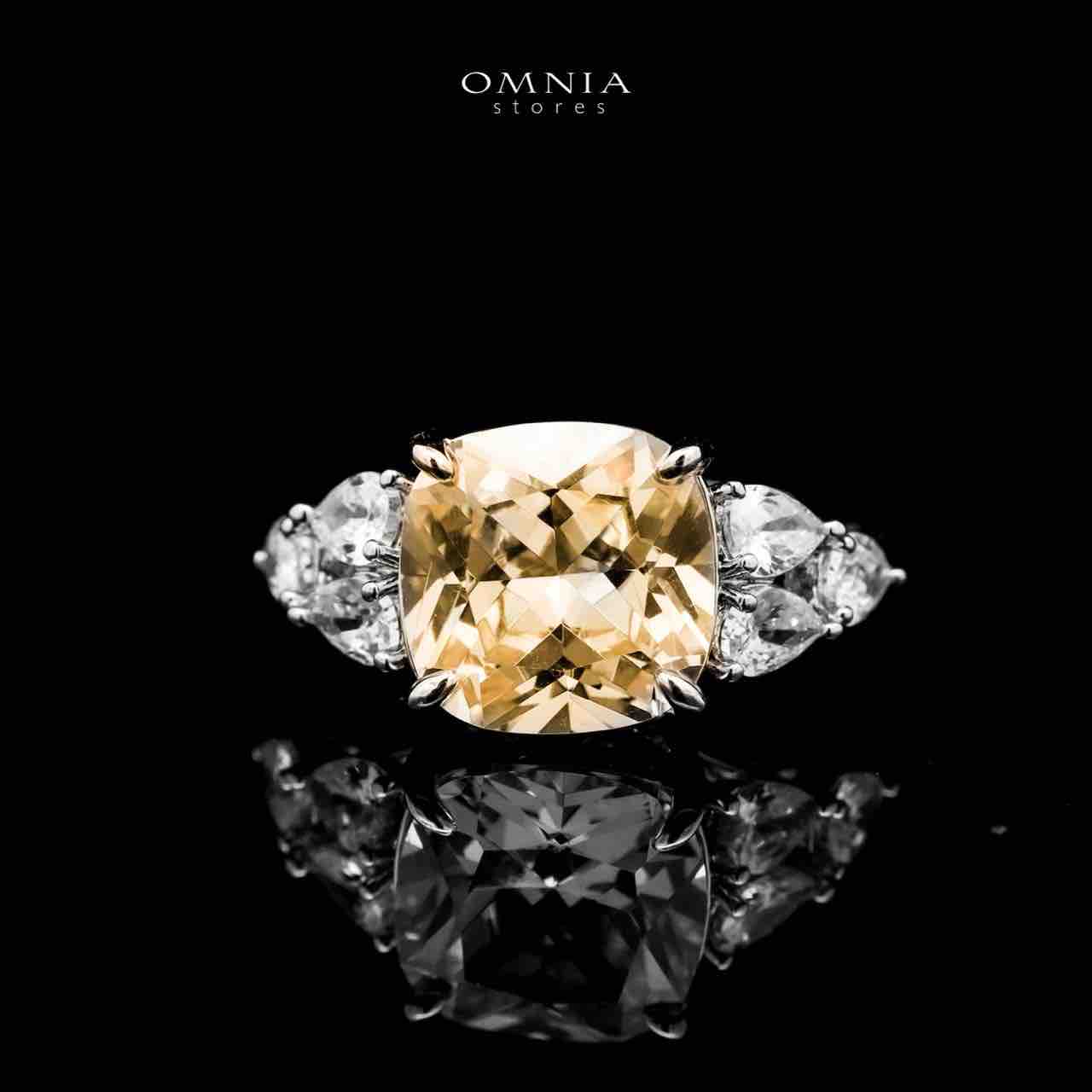 Omnia Nazaha Bridal Full Set in Rhodium Plated with High Quality White and Yellow Zircon Stones - OMNIASTORES UAE