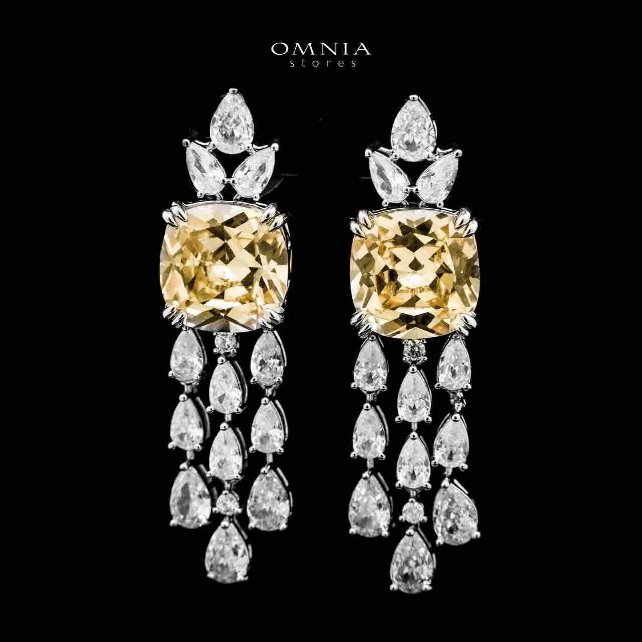 Omnia Nazaha Bridal Full Set in Rhodium Plated with High Quality White and Yellow Zircon Stones - OMNIASTORES UAE