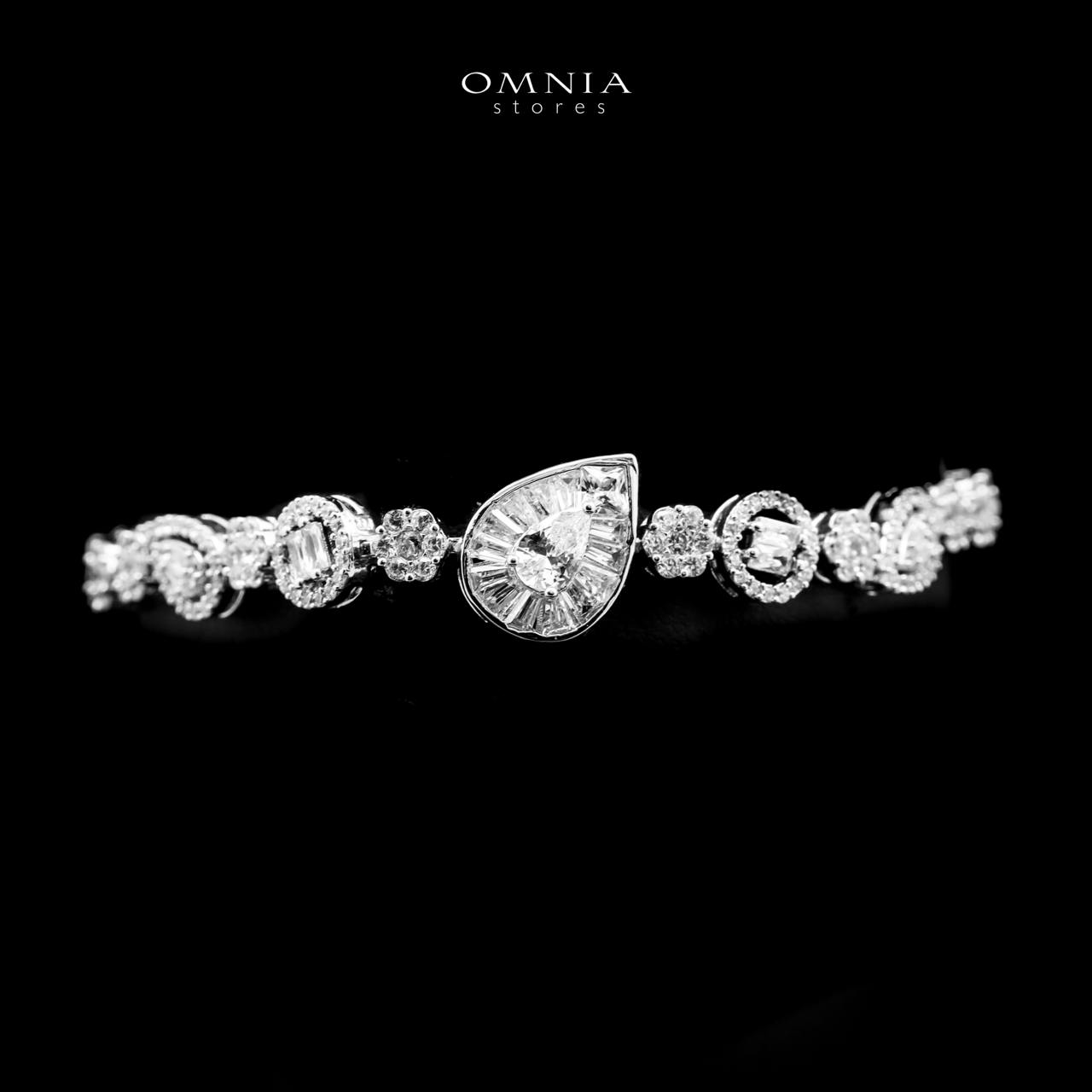 Omnia Ahad Bridal White Long Chain Set In Rhodium Plated With High Quality Zircon Stones - OMNIASTORES UAE