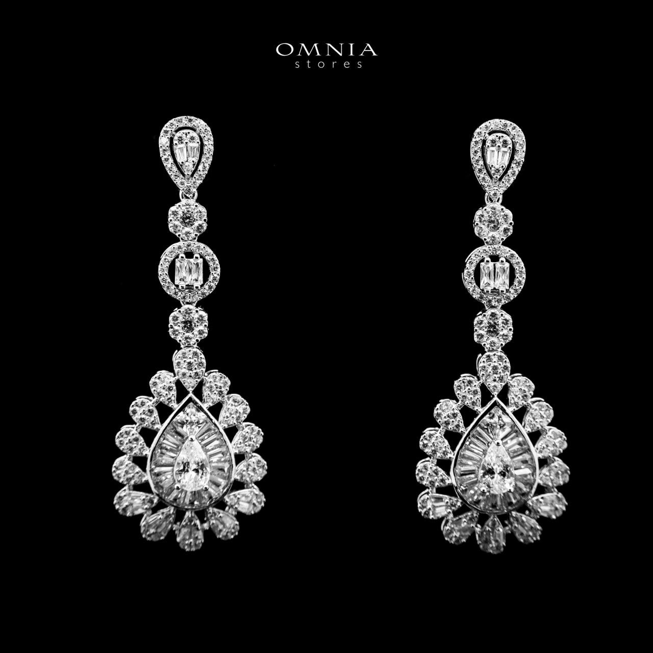 Omnia Ahad Bridal White Long Chain Set In Rhodium Plated With High Quality Zircon Stones - OMNIASTORES UAE