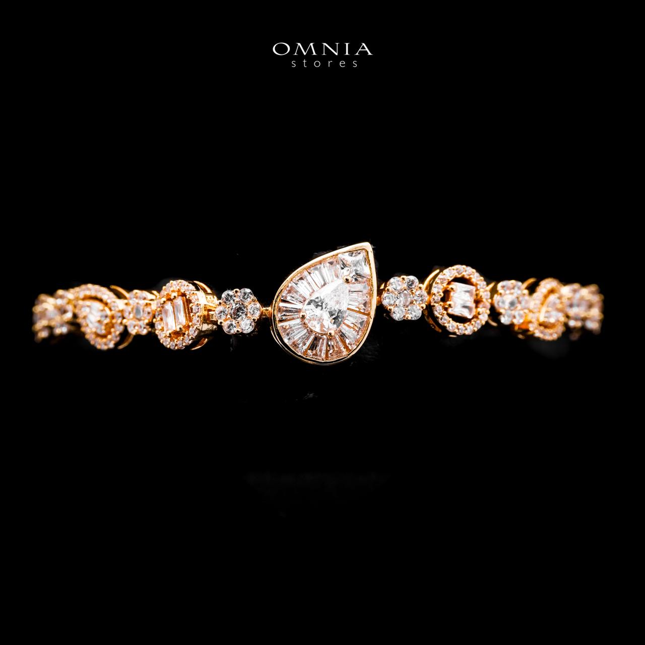 Omnia Ahad Bridal Golden Long Chain Set In Rhodium Plated With High Quality Zircon Stones - OMNIASTORES UAE