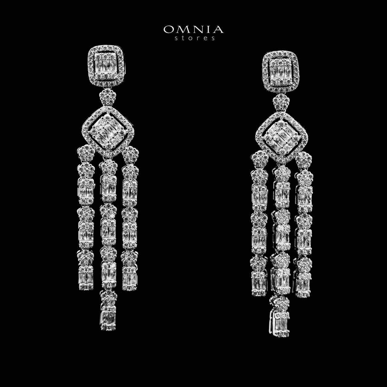 Omnia Ruweya White Bridal Long chain Set In Rhodium Plated with High Quality Zircon Stone - OMNIASTORES UAE