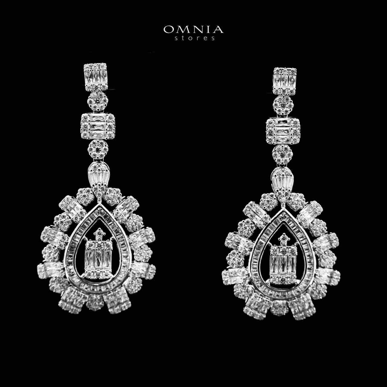 Omnia Zalfa White Bridal Long chain Set In Rhodium Plated with High Quality Zircon Stone - OMNIASTORES UAE