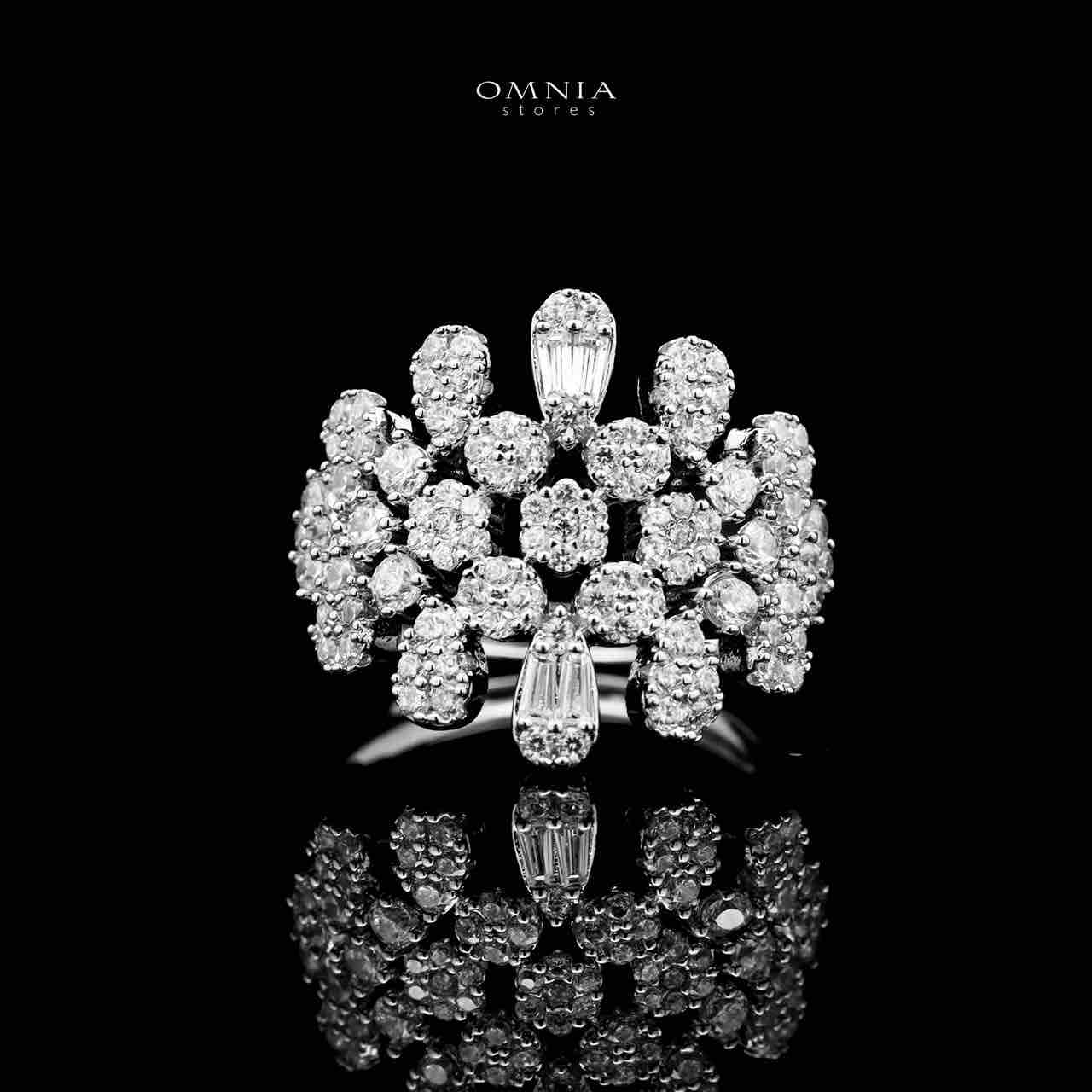 Omnia Taybah White Luxury Bridal Set In Rhodium Plated with High Quality Zircon Stones
