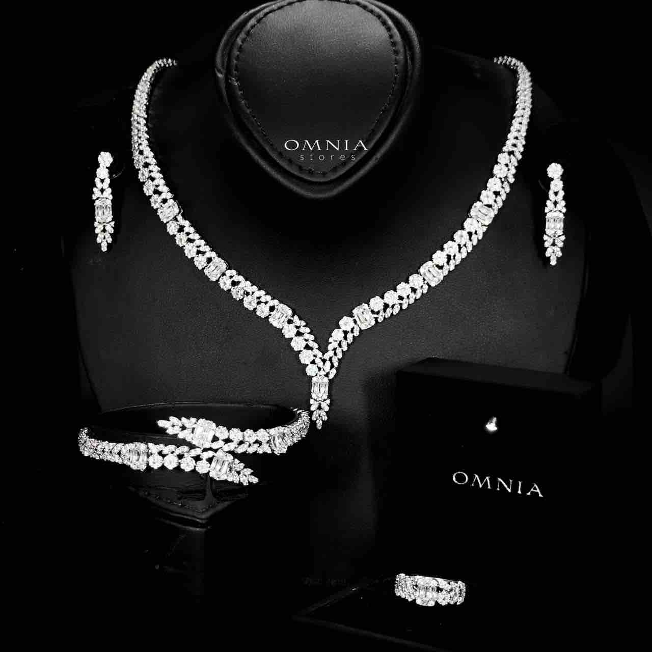 Omnia Elham White Bridal Full Set with Rhodium Plated in High Quality White Zircon Stone Rhodium Plated - OMNIASTORES UAE