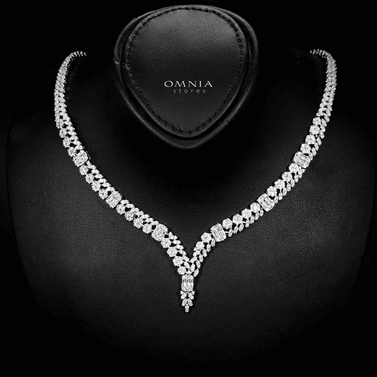 Omnia Elham White Luxury Bridal Full Set with Rhodium Plated in High Quality White Zircon Stone Rhodium Plated - OMNIASTORES UAE