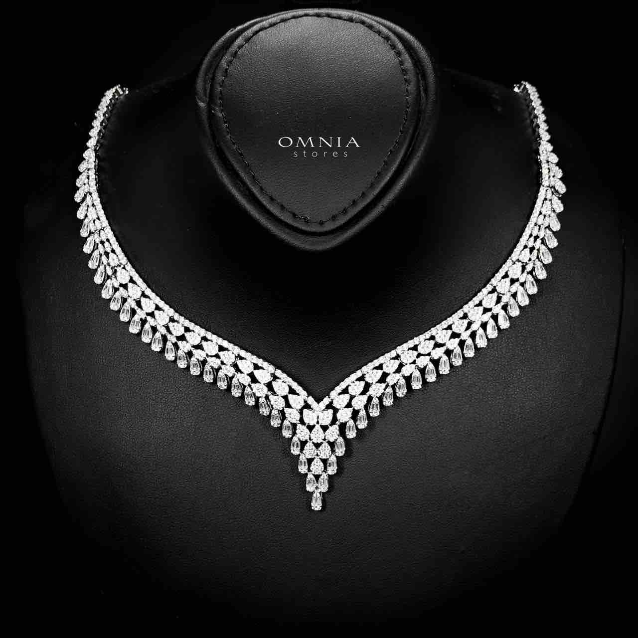 Omnia Dalilah White Bridal Set In Rhodium Plated with High Quality Zircon Stones - OMNIASTORES UAE