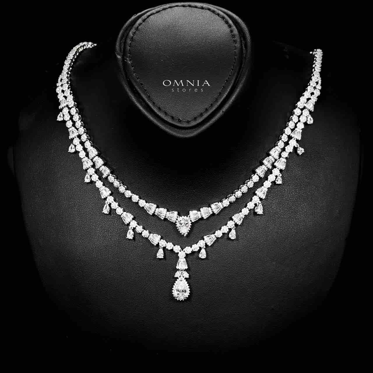 Omnia Ghada White Bridal Full Set Accessories in High Quality Zircon Stone Rhodium Plated - OMNIASTORES UAE