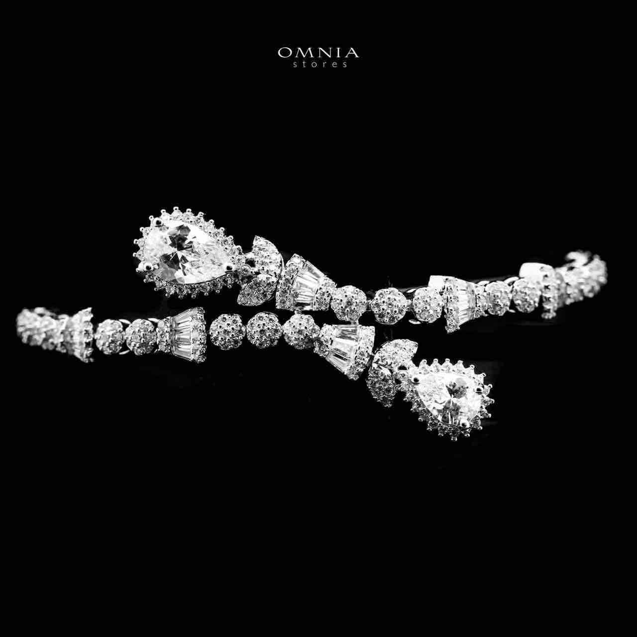 Omnia Ghada White Bridal Full Set Accessories in High Quality Zircon Stone Rhodium Plated - OMNIASTORES UAE