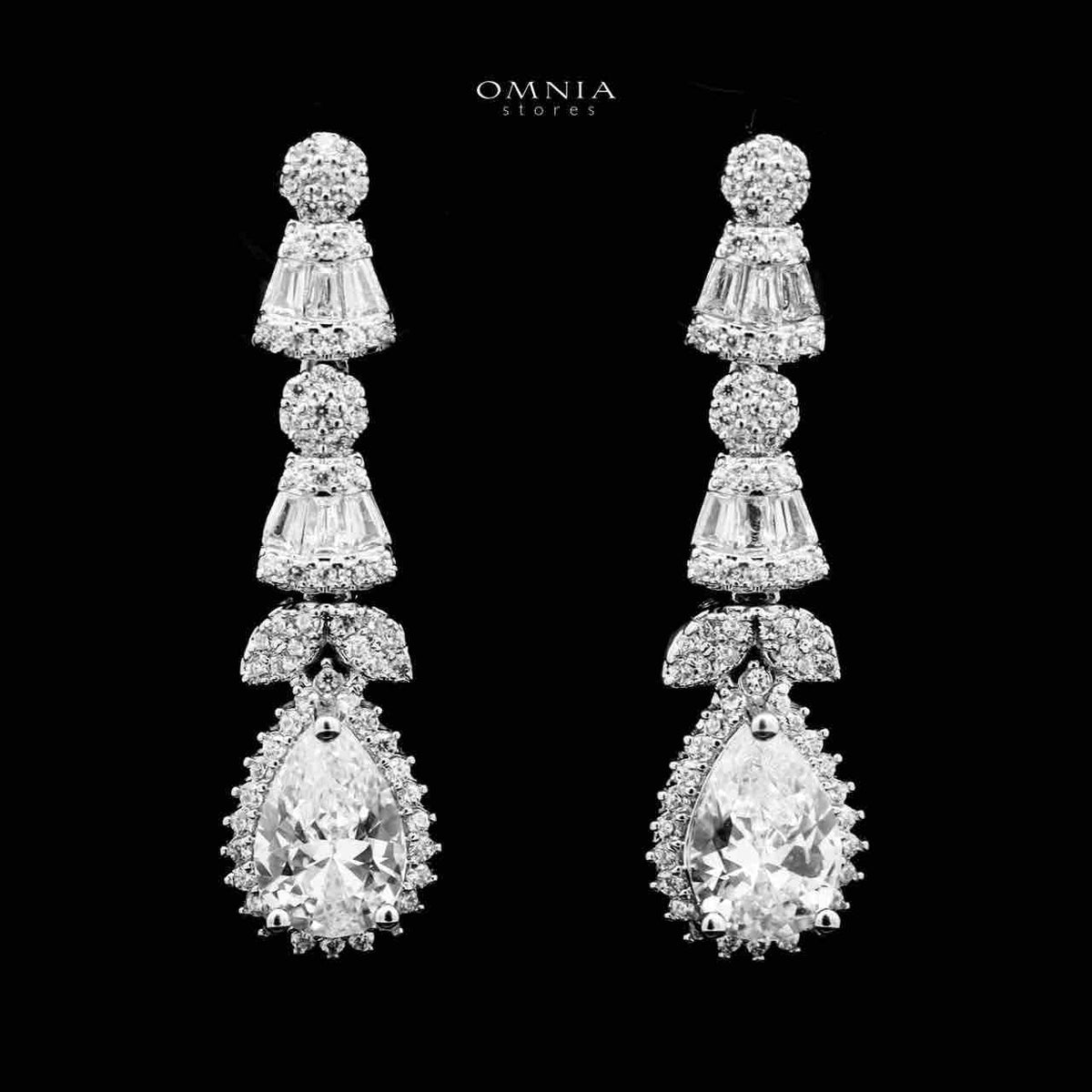 Omnia Ghada White Bridal Full Set Accessories in High Quality Zircon Stone Rhodium Plated - OMNIASTORES UAE