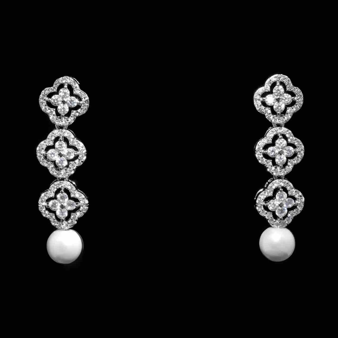 Omnia Sahira Pearl Bridal Full Set in 925 Silver with High-Quality White Zircon Stones - OMNIASTORES UAE