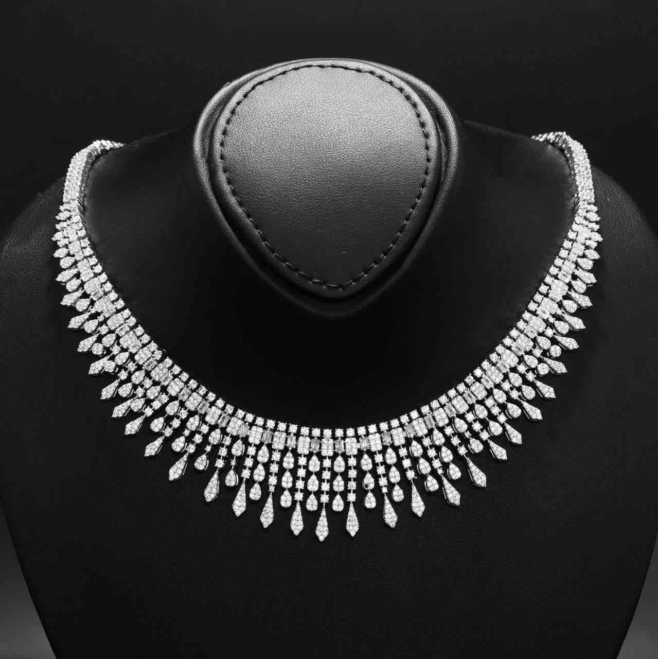 Omnia Ahlina White Bridal Full Set in High Quality Zircon Stone Rhodium Plated - OMNIASTORES UAE