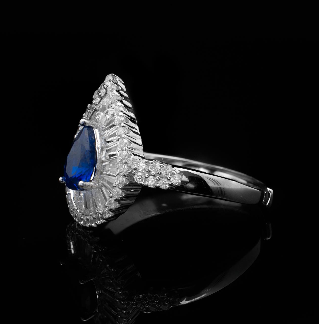 Omnia Sophia Blue Teardrop Bridal Full Set in 925 Silver with High Quality Simulated Diamonds - OMNIASTORES UAE