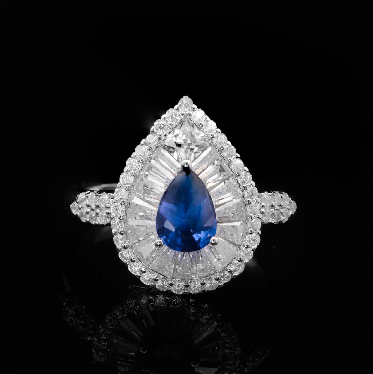 Omnia Sophia Blue Teardrop Bridal Full Set in 925 Silver with High Quality Simulated Diamonds - OMNIASTORES UAE