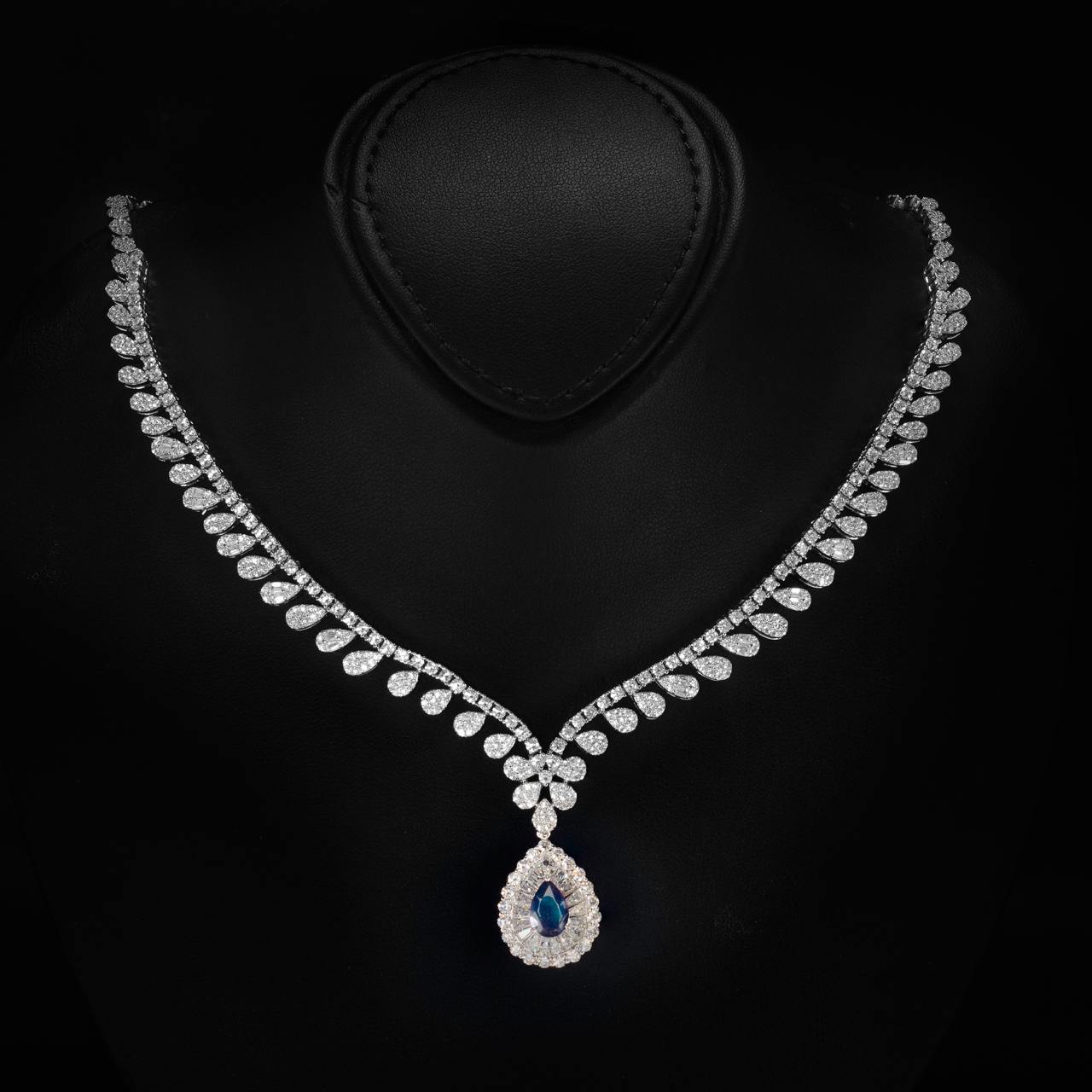 Omnia Sophia Blue Teardrop Bridal Full Set in 925 Silver with High Quality Simulated Diamonds - OMNIASTORES UAE