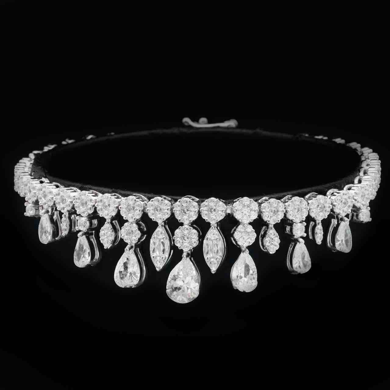 Omnia Syla White Bridal Full Set in 925 Silver with High Quality Simulated Diamonds - OMNIASTORES UAE